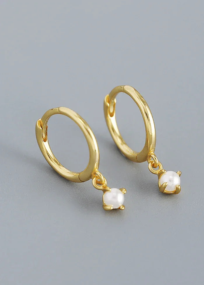 Andcopenhagen Jewelry - Øreringe hoops - 18 karat Guldbelagt 925 sterlingsølv - Monica Pearl