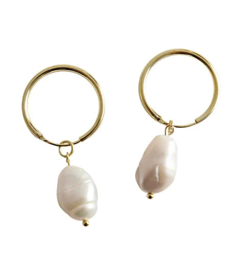 Andcopenhagen Jewelry - Øreringe hoops - 18 karat guldbelagt 925 sterlingsølv - Stinna Pearl hoop