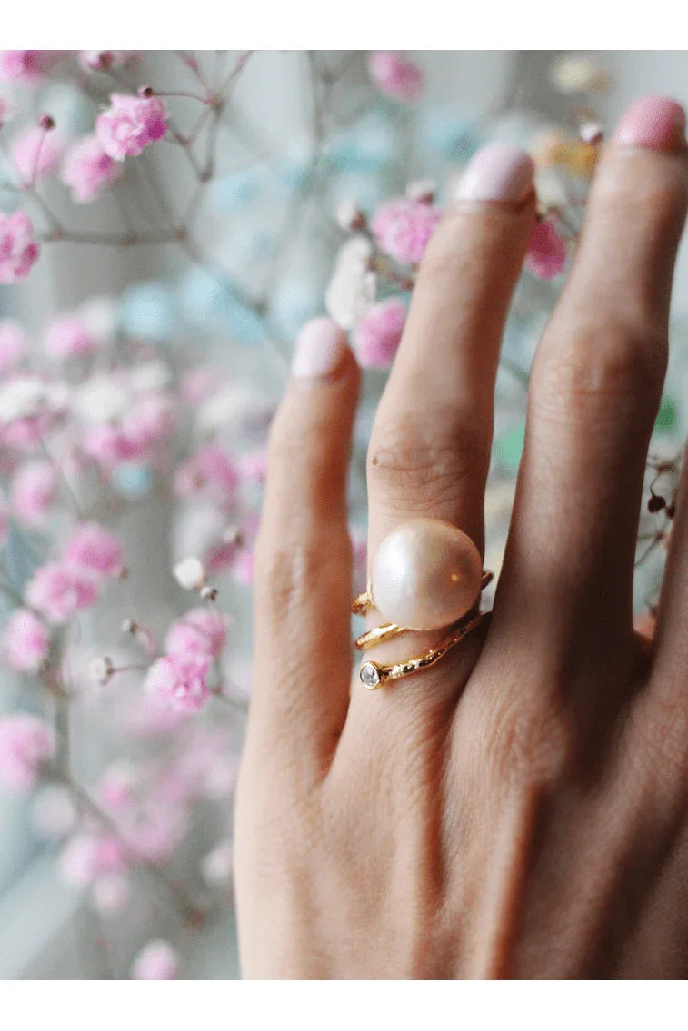 Andcopenhagen Jewelry Icon Collection - Ring - 18 karat guldbelagt messing - Rose Pearl Ivy