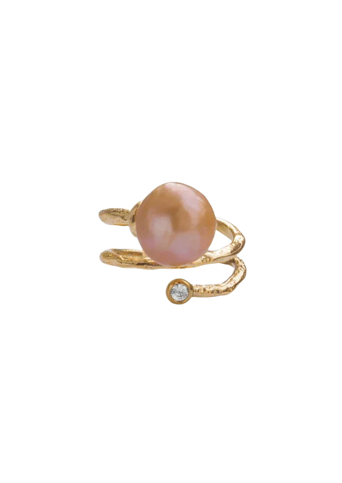 Andcopenhagen Jewelry Icon Collection - Ring - 18 karat guldbelagt messing - Rose Pearl Ivy