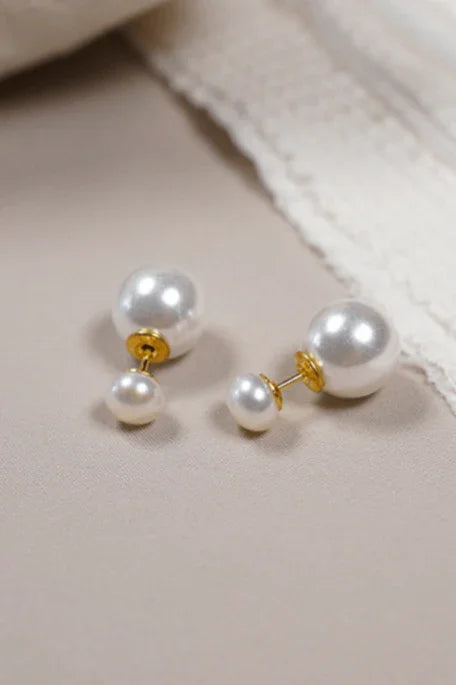 Andcopenhagen Smykker Andcopenhagen - Sophie small double pearl Øreringe - 18 karat guldbelagt sterlingsølv