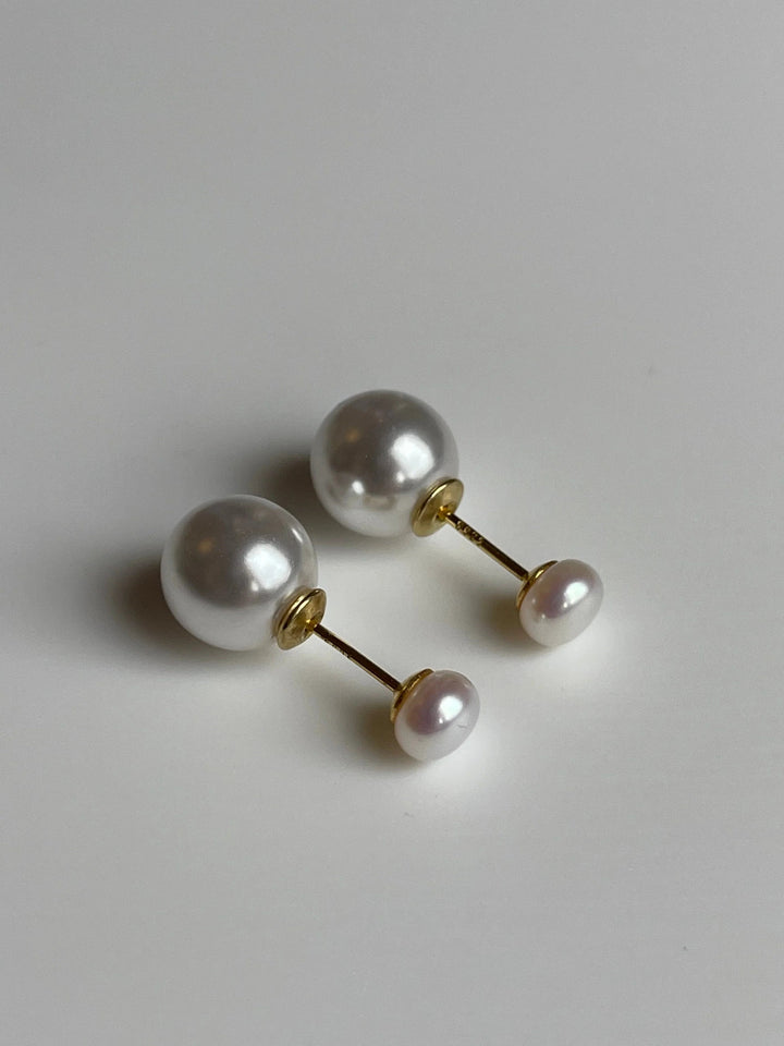 Andcopenhagen Smykker Andcopenhagen - Sophie small double pearl Øreringe - 18 karat guldbelagt sterlingsølv