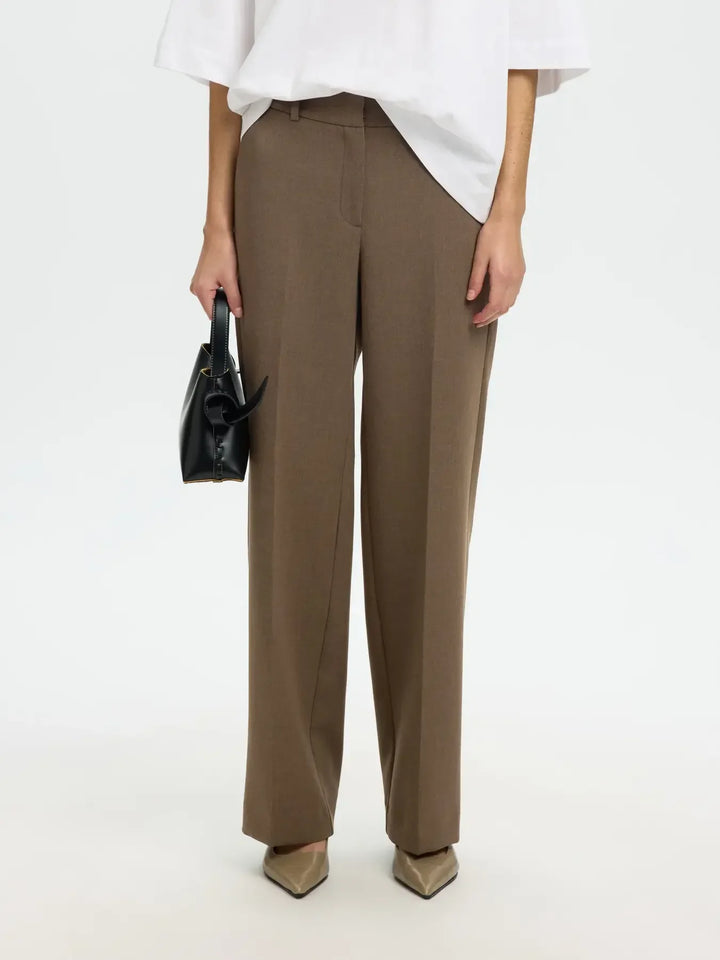Selected Femme - Bukser - Chocolate Chip - Rita MW wide pant