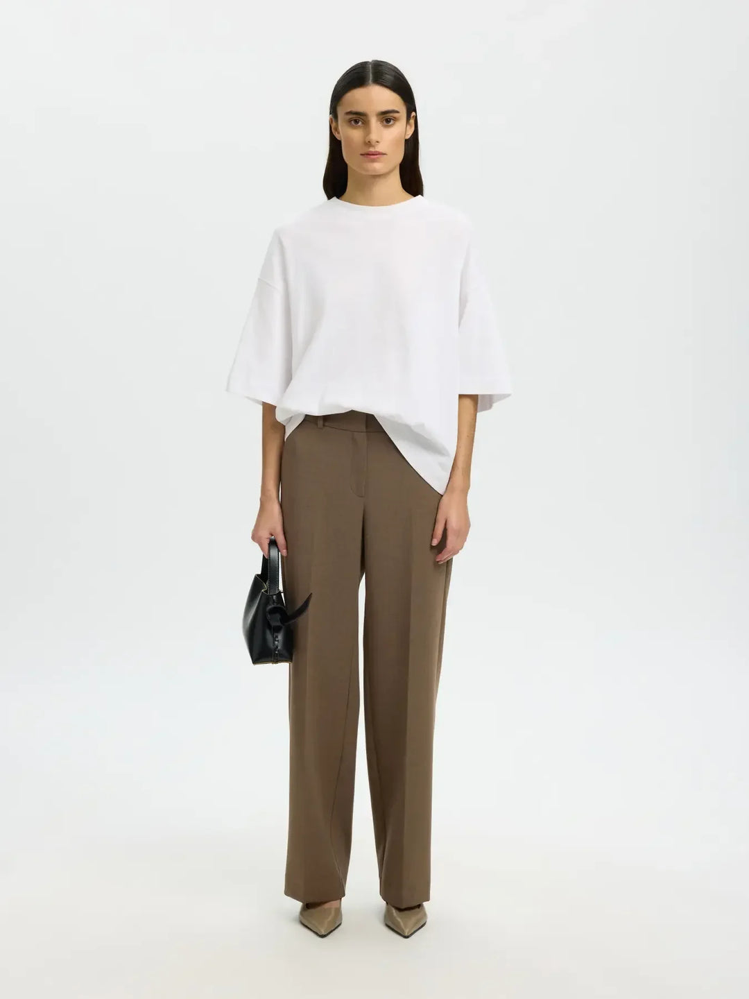 Selected Femme - Bukser - Chocolate Chip - Rita MW wide pant