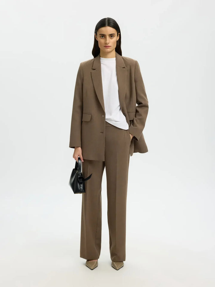 Selected Femme - Bukser - Chocolate Chip - Rita MW wide pant