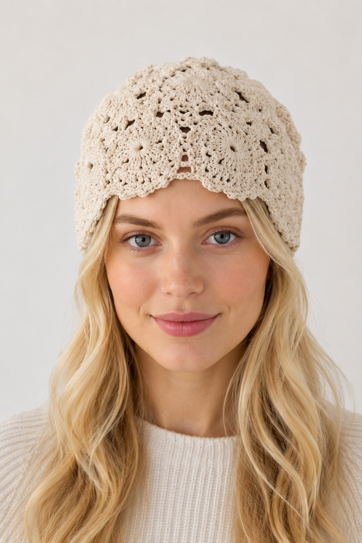 Sassy Copenhagen - Hæklet beanie - Creme - Betty