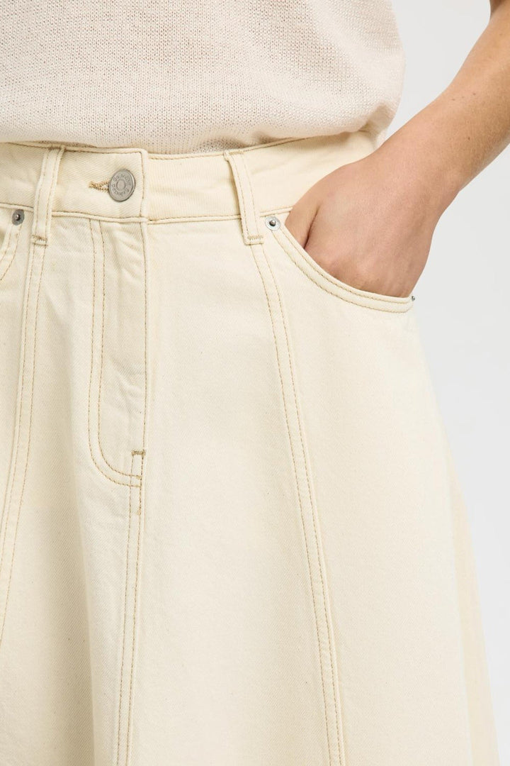 Selected Femme - Nederdel - Egret - Slftenna Hw Long Denim Skirt
