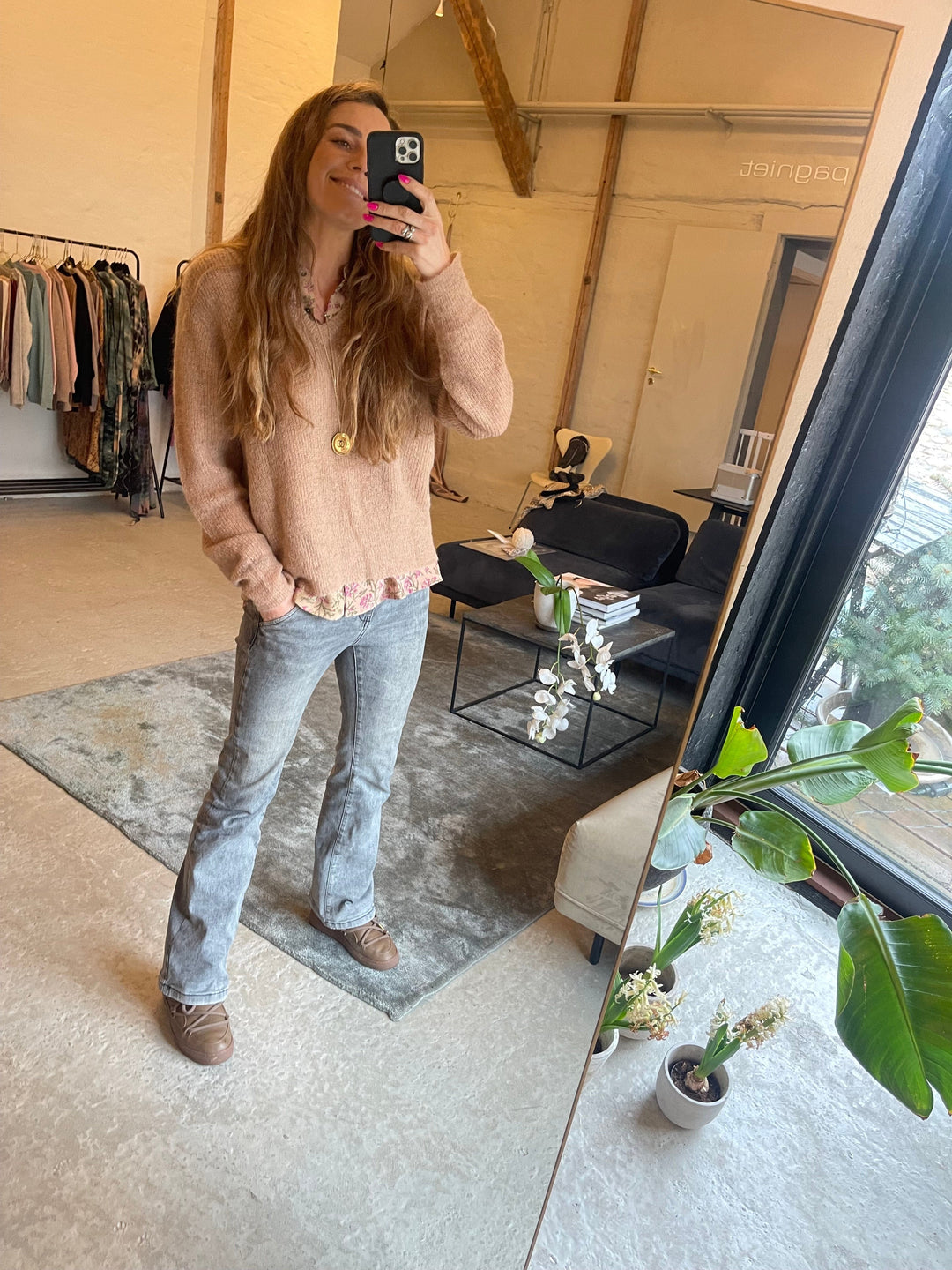 Cabana Living Underdele Low waiste flared jeans - Grey denim Cabana Living Nepal