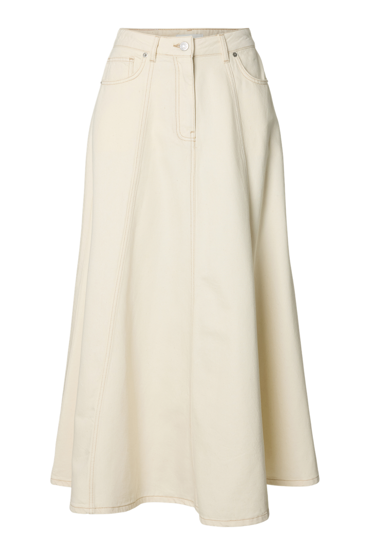 Selected Femme - Nederdel - Egret - Slftenna Hw Long Denim Skirt