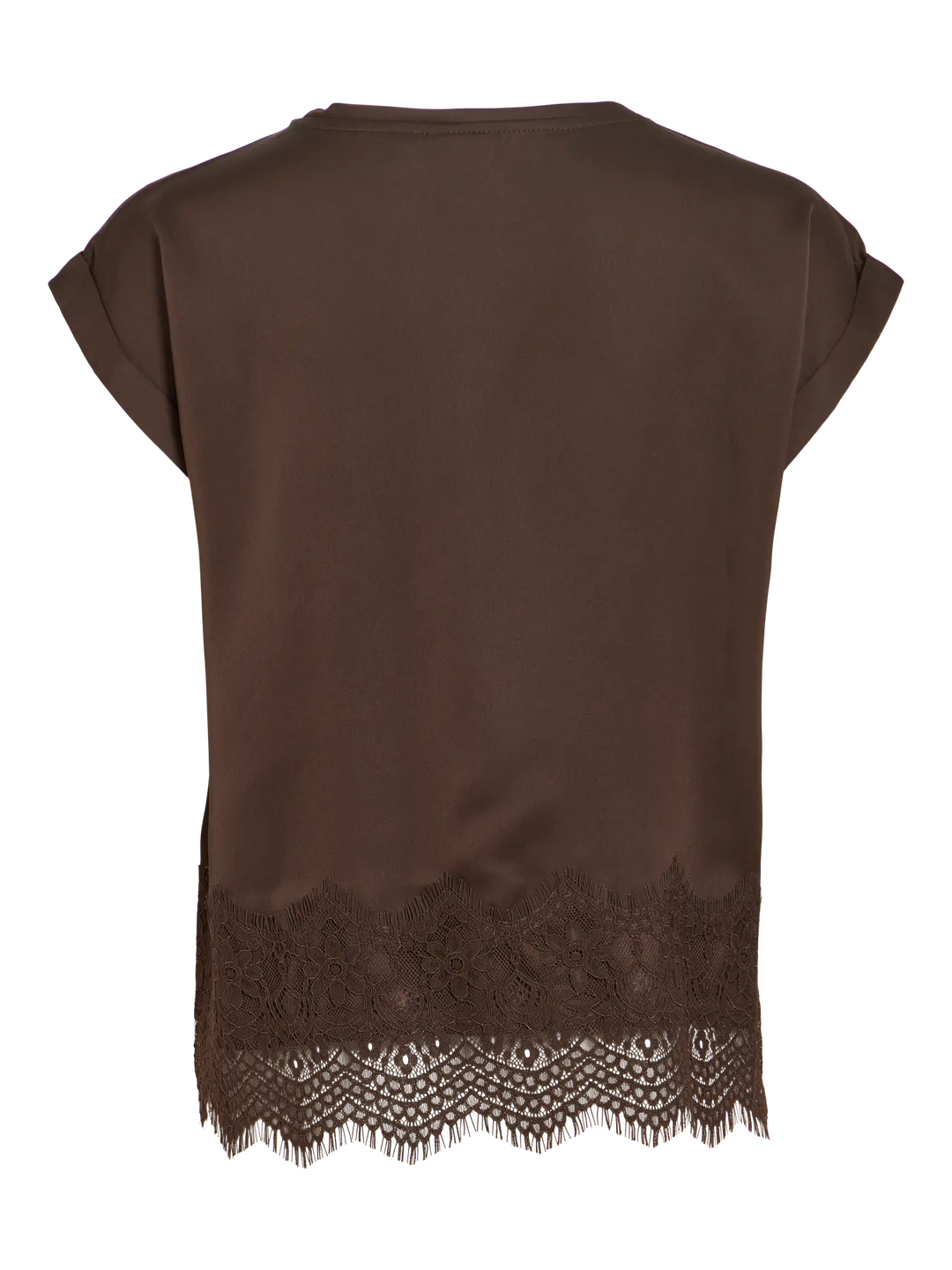 Vila - Satin Top med blonde - brun - Viellette