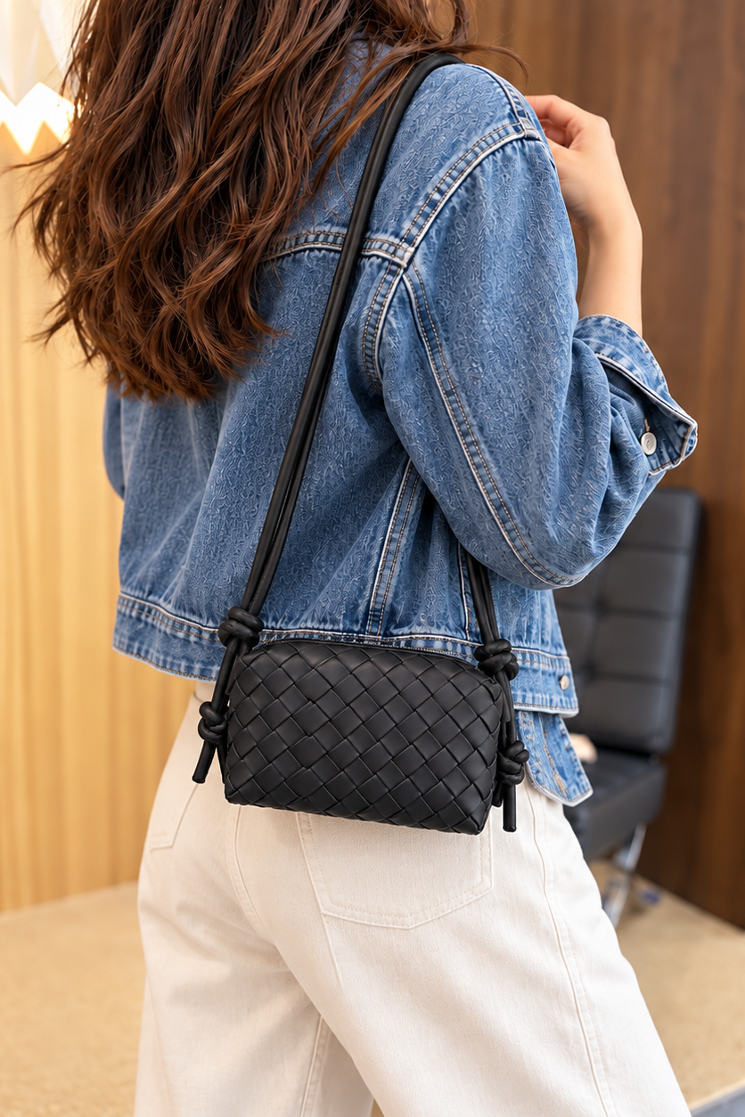 Esmina fra Andcopenhagen er en elegant crossbody-taske i sort vegansk læder