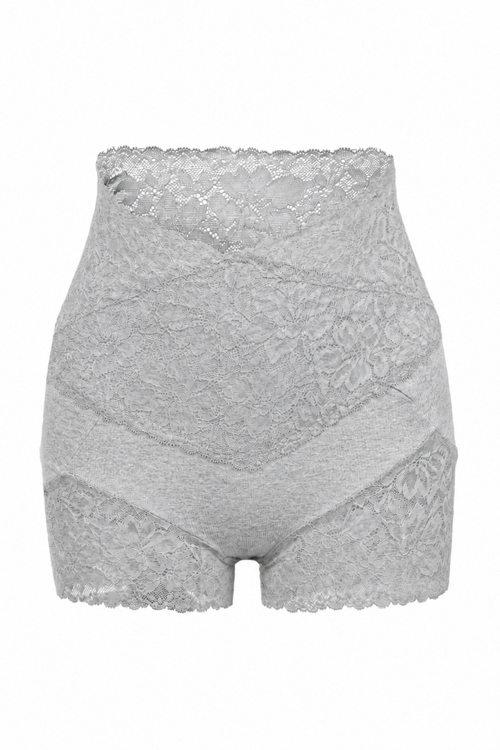 Grå shapewear fra Andcopenhagen Basics, model Fenja, med blonde og høj talje.