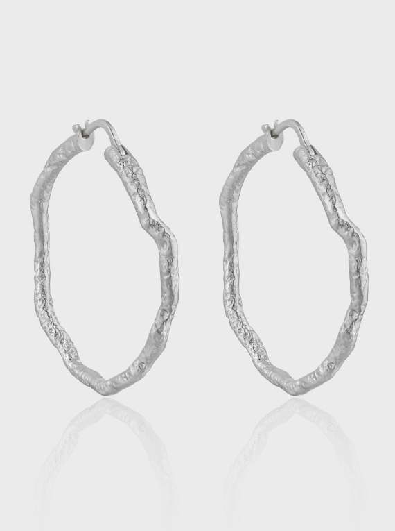 Andcopenhagen Sølvøreringe Hammered hoops Big - 925 sterlingsølv- Sicca Silver - Andcopenhagen