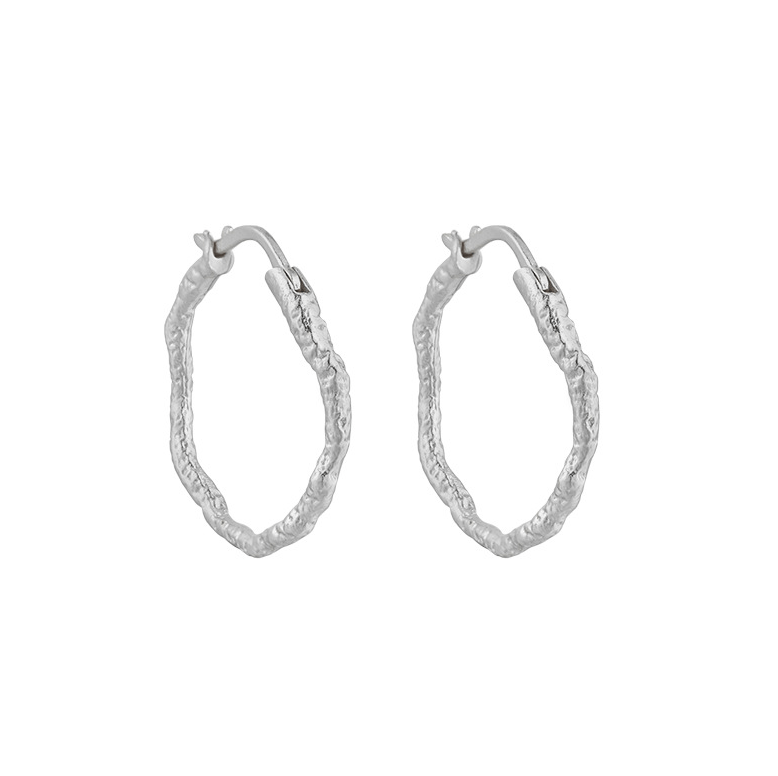 Andcopenhagen Sølvøreringe Hammered hoops small - 925 sterlingsølv- Sicca Silver - Andcopenhagen