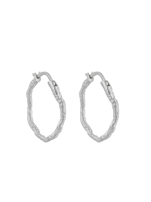 Andcopenhagen Sølvøreringe Hammered hoops small - 925 sterlingsølv- Sicca Silver - Andcopenhagen