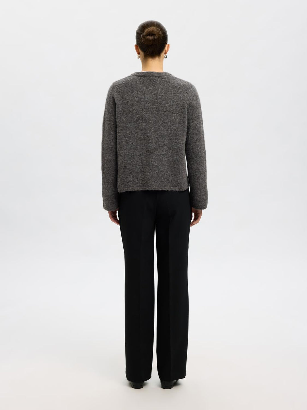 Selected Femme - Strik Cardigan - Grey Melange - Lulu - Stilkompagniet.dk