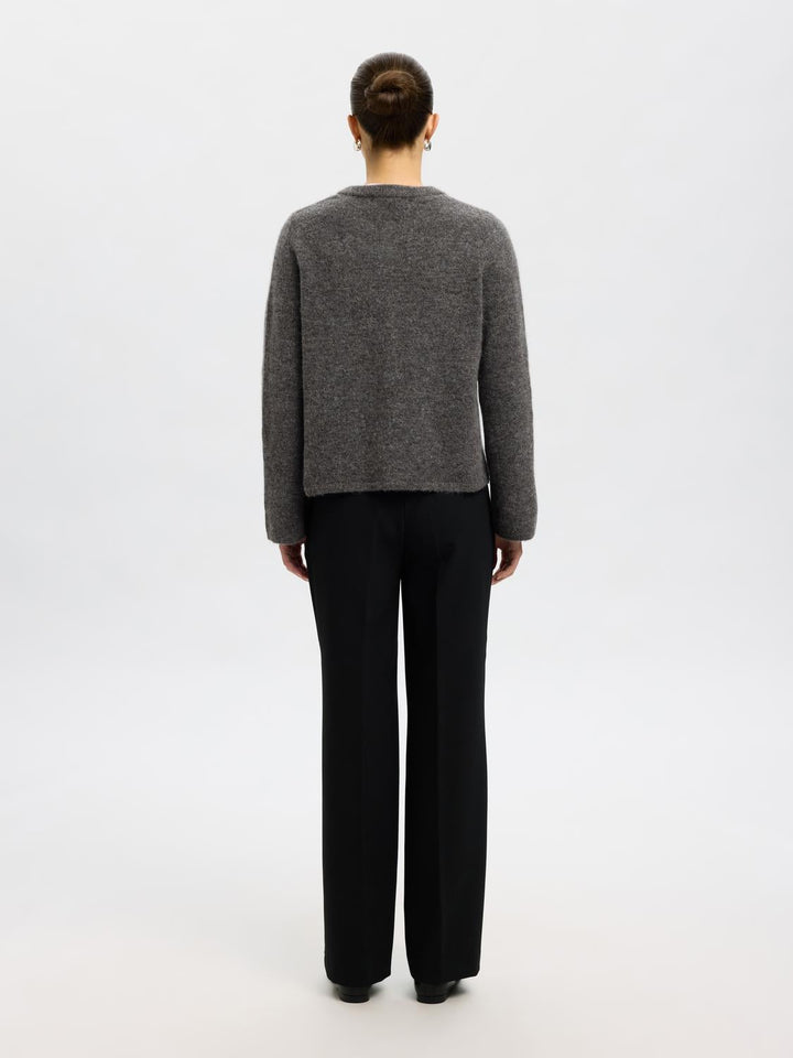 Selected Femme - Strik Cardigan - Grey Melange - Lulu - Stilkompagniet.dk