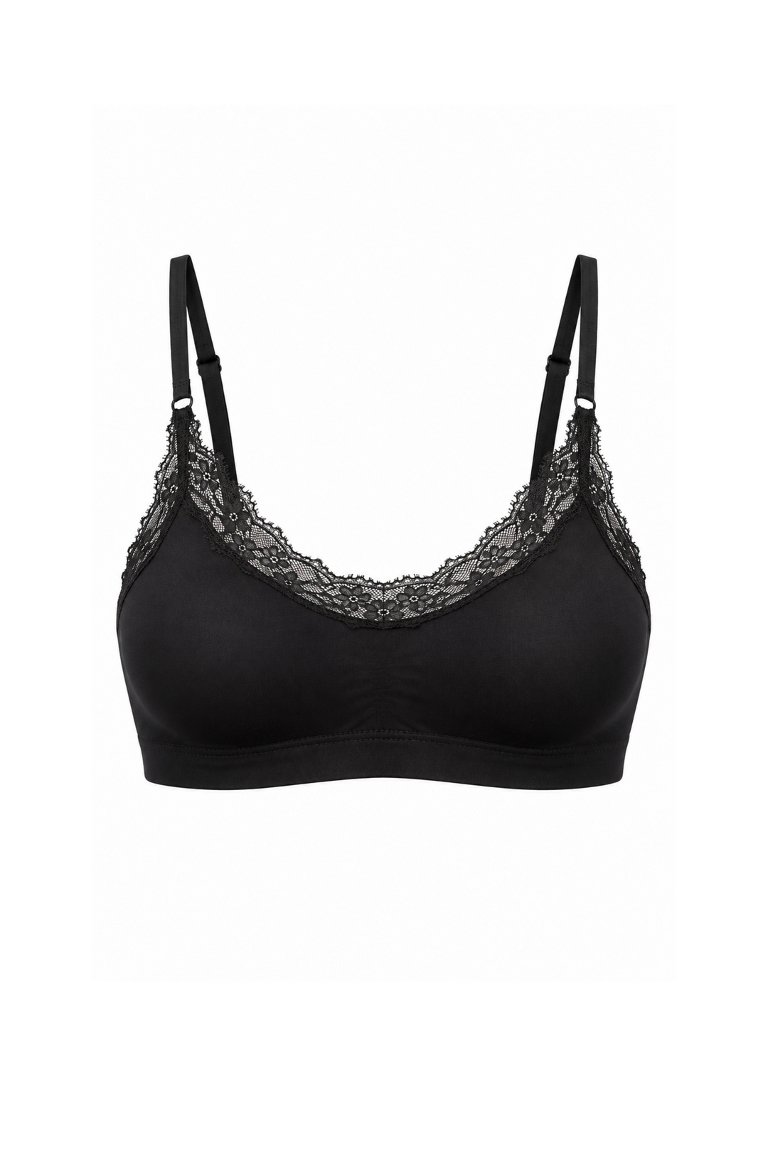 Seamless bralette fra Sassy Copenhagen med blonder i sort - Packshot