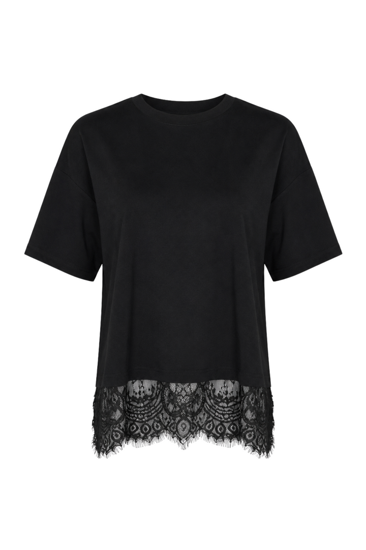 Sassy Copenhagen - T-shirt m. blonder - Sort - Kiki