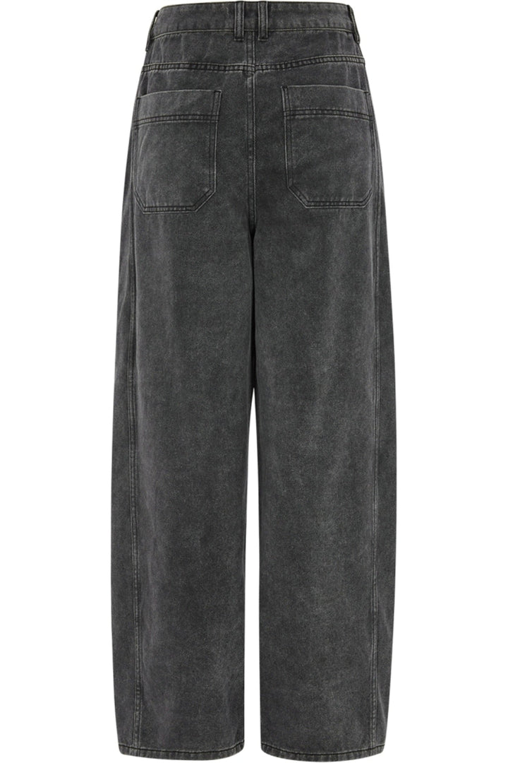 Lollys Laundry AvaLL Jeans in 18 Washed Black, featuring a straight fit and back pockets, shown in a back view.