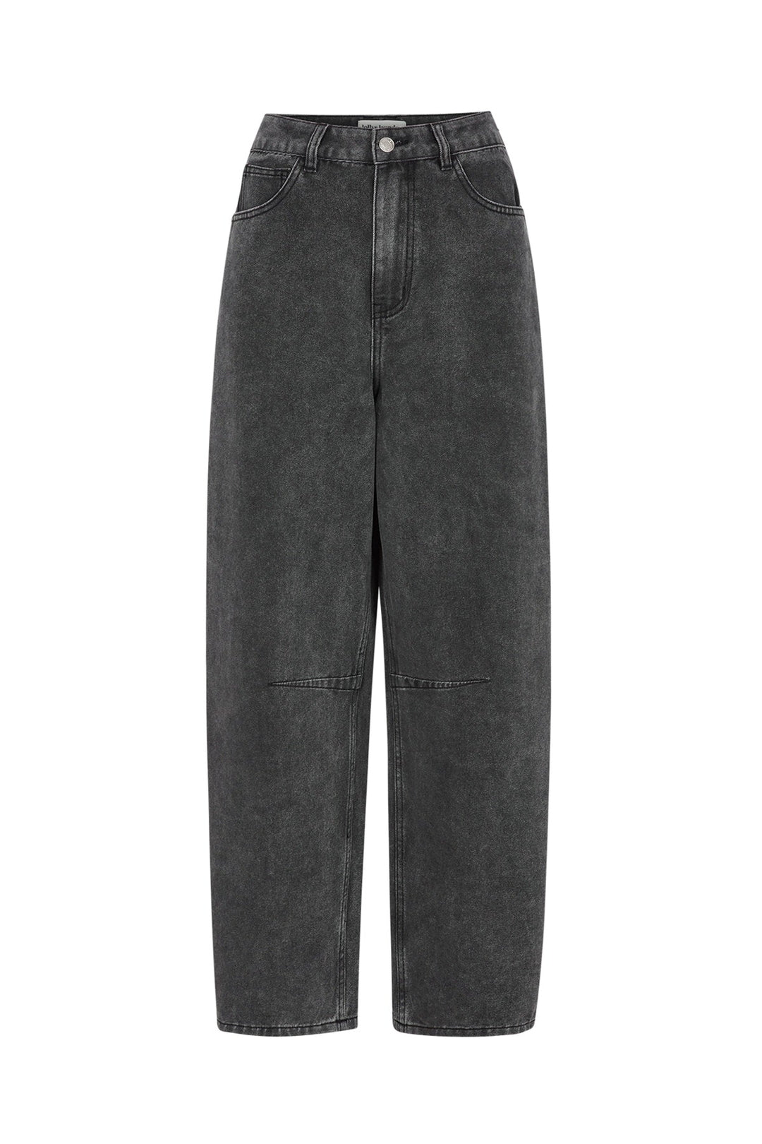 Lollys Laundry AvaLL Jeans in 18 Washed Black, made of 79% cotton, 20% polyester, and 1% viscose, shown flat front view.