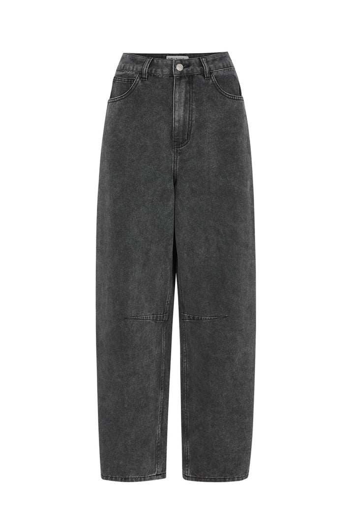 Lollys Laundry AvaLL Jeans in 18 Washed Black, made of 79% cotton, 20% polyester, and 1% viscose, shown flat front view.