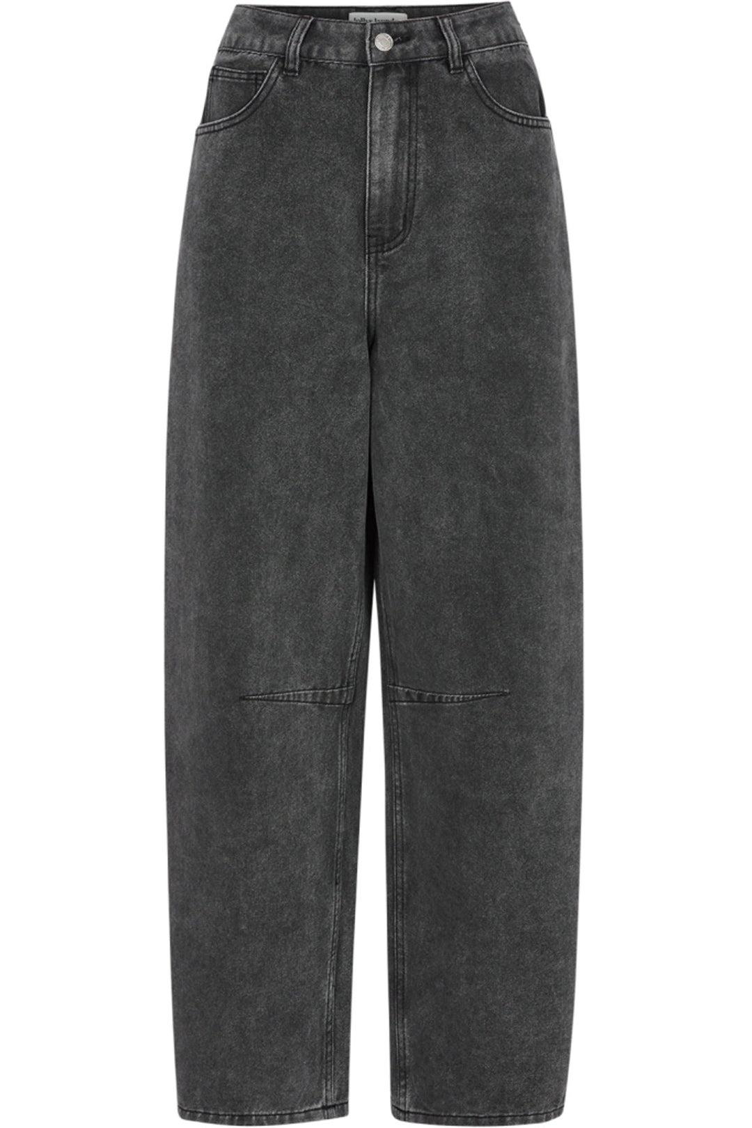 Lollys Laundry AvaLL Jeans in 18 Washed Black, featuring a relaxed fit and crafted from a cotton blend, shown in a flat front