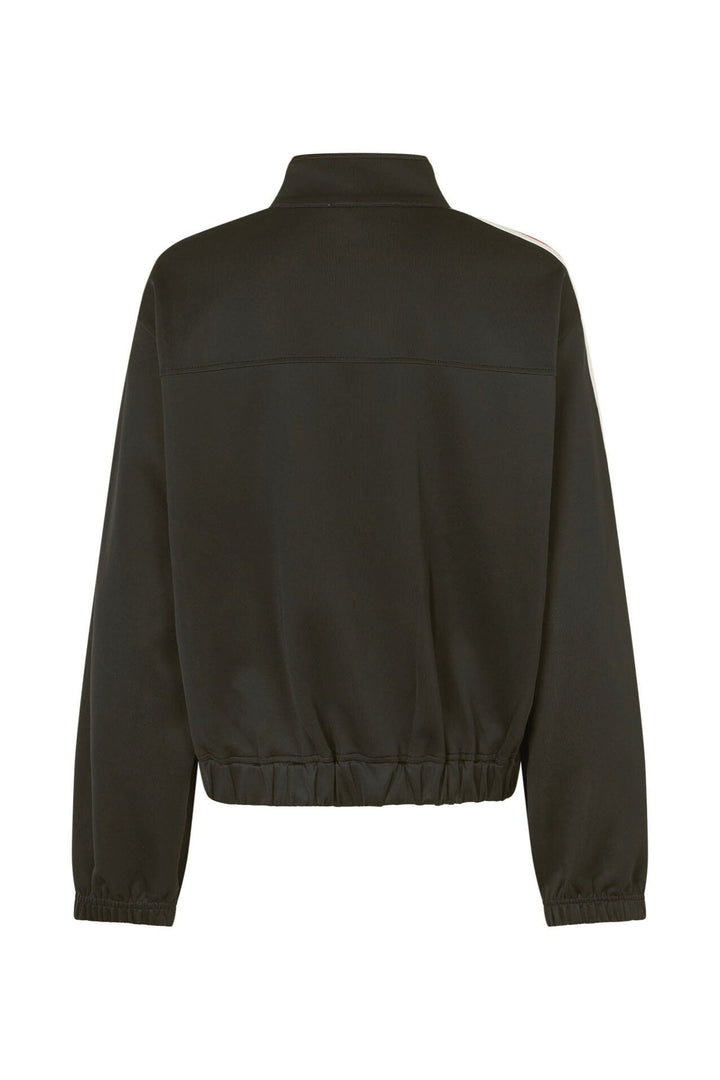 Lollys Laundry BrooklynnLL Short Jacket LS in black, featuring a short length and elastic hem, shown in a back view.