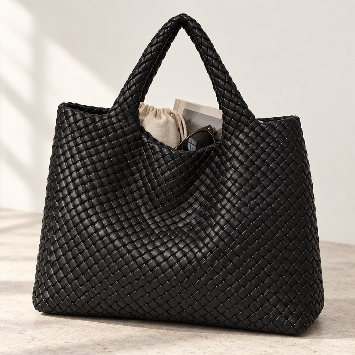Madera flettet shopper i sort – Andcopenhagen i vegan leather