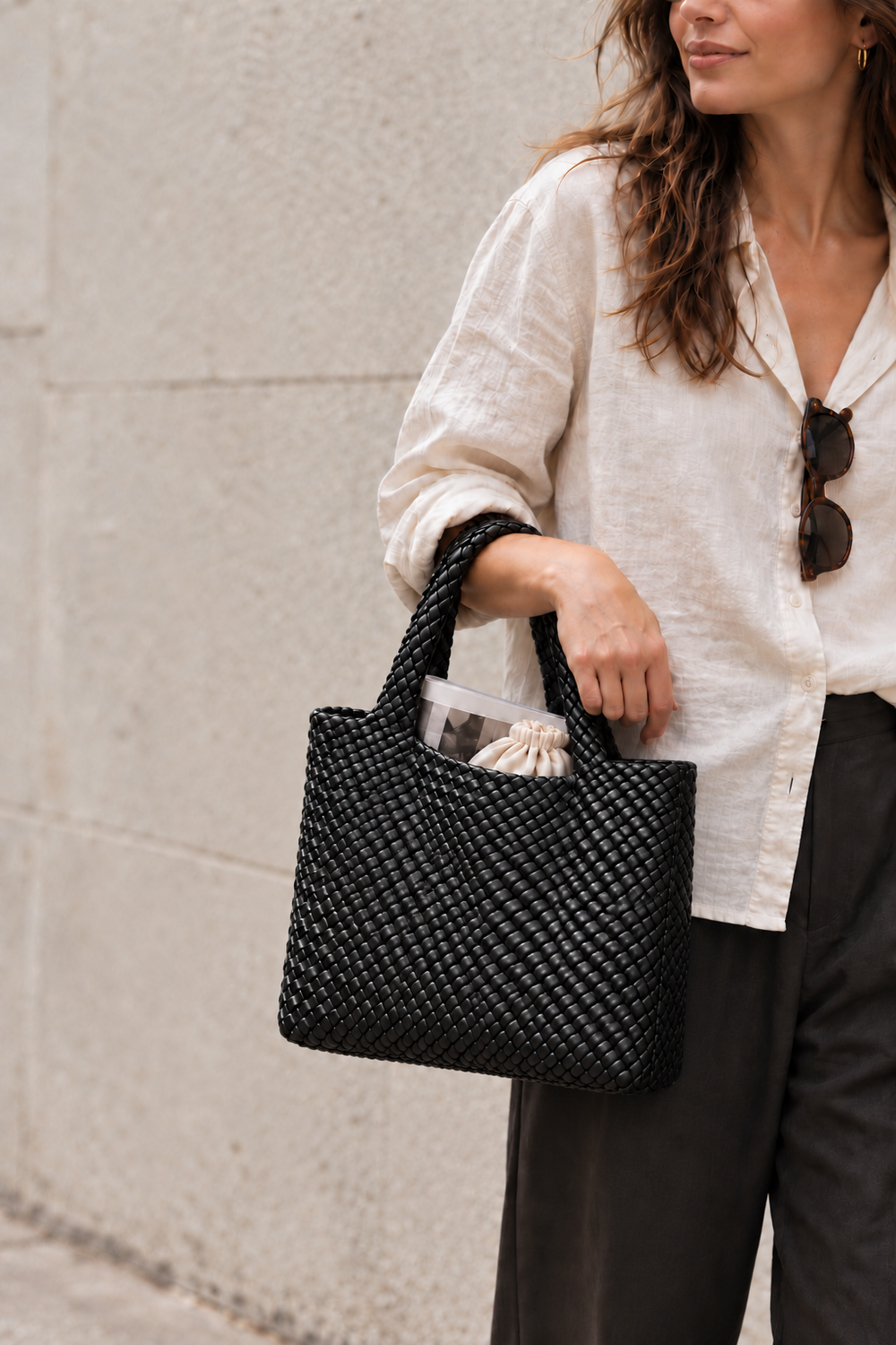 Madera flettet shopper i sort – Andcopenhagen i vegan leather