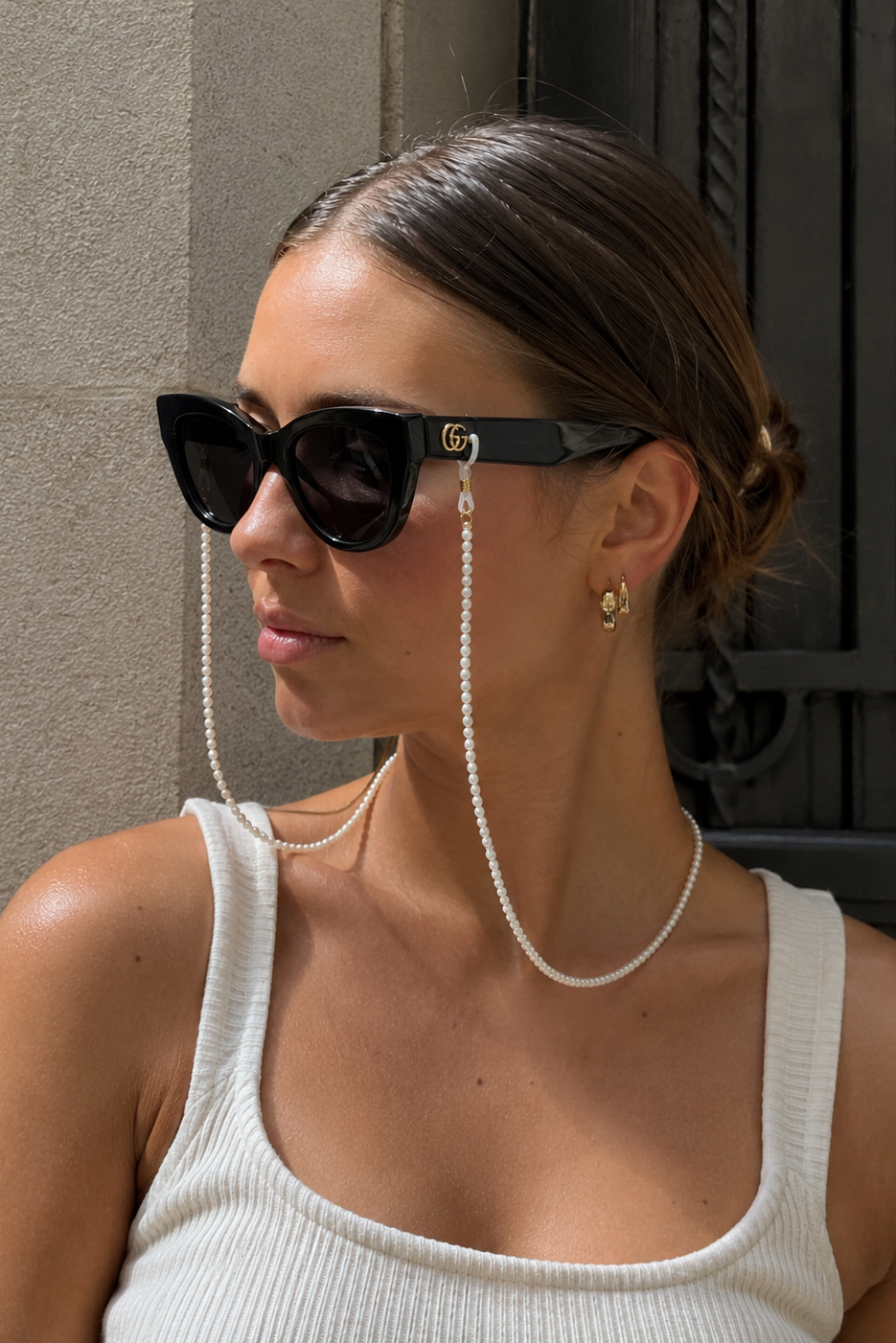 Andcopenhagen Basic - Solbrillekæde - White pearl - Nina