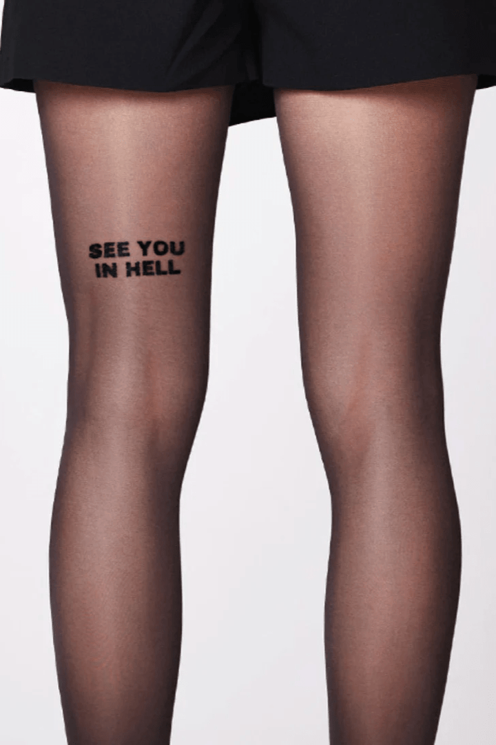 Saint sass Underdele Nylon strømpebukser - See you in hell - Saint Sass