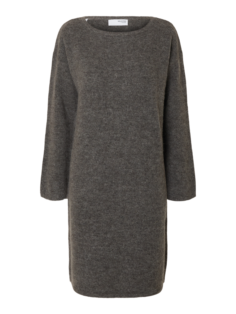 Selected Femme - Strik Kjole - Grey Melange - Lulu - Stilkompagniet.dk
