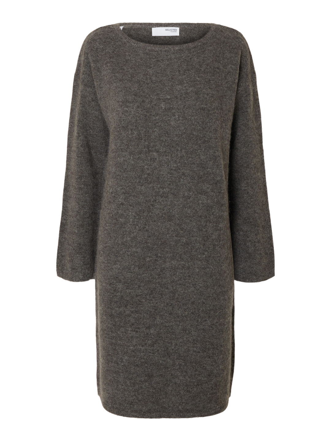 Selected Femme - Strik Kjole - Grey Melange - Lulu - Stilkompagniet.dk
