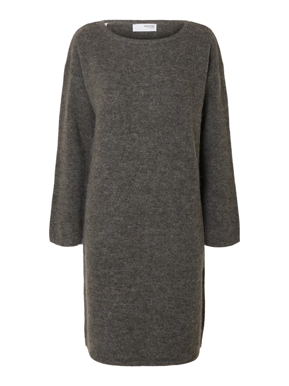 Selected Femme - Strik Kjole - Grey Melange - Lulu - Stilkompagniet.dk