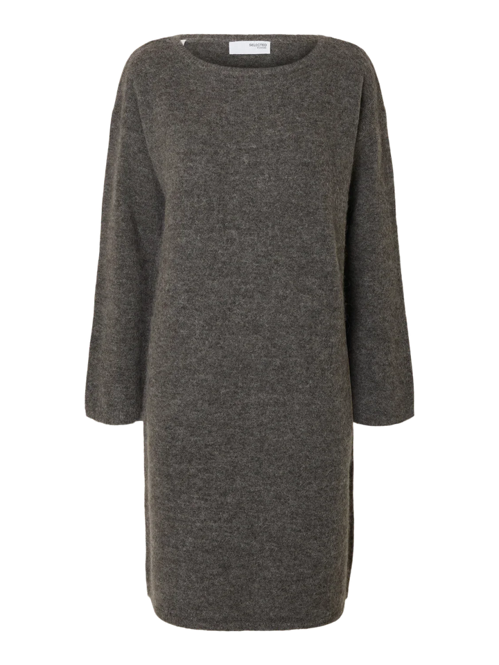 Selected Femme - Strik Kjole - Grey Melange - Lulu - Stilkompagniet.dk