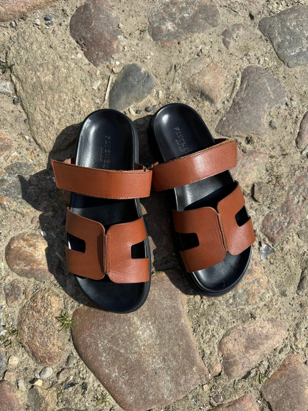 Pavement Sko Slip in sandal - Tan/Sort Maru - Pavement