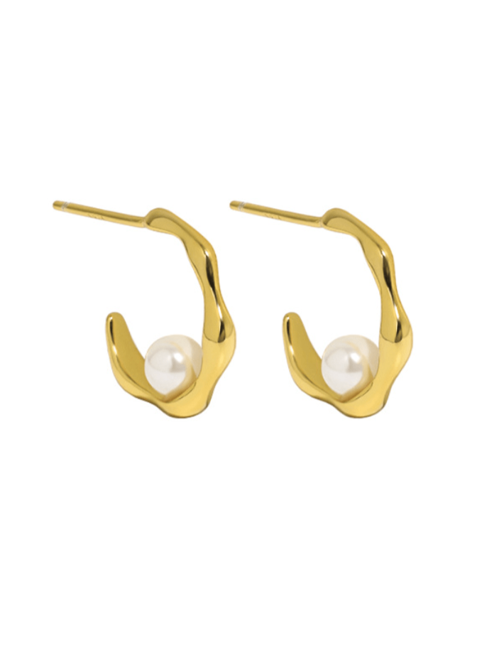 Andcopenhagen Accessories Perle hoops - 18 karat Guldbelagte øreringe - Andcopenhagen