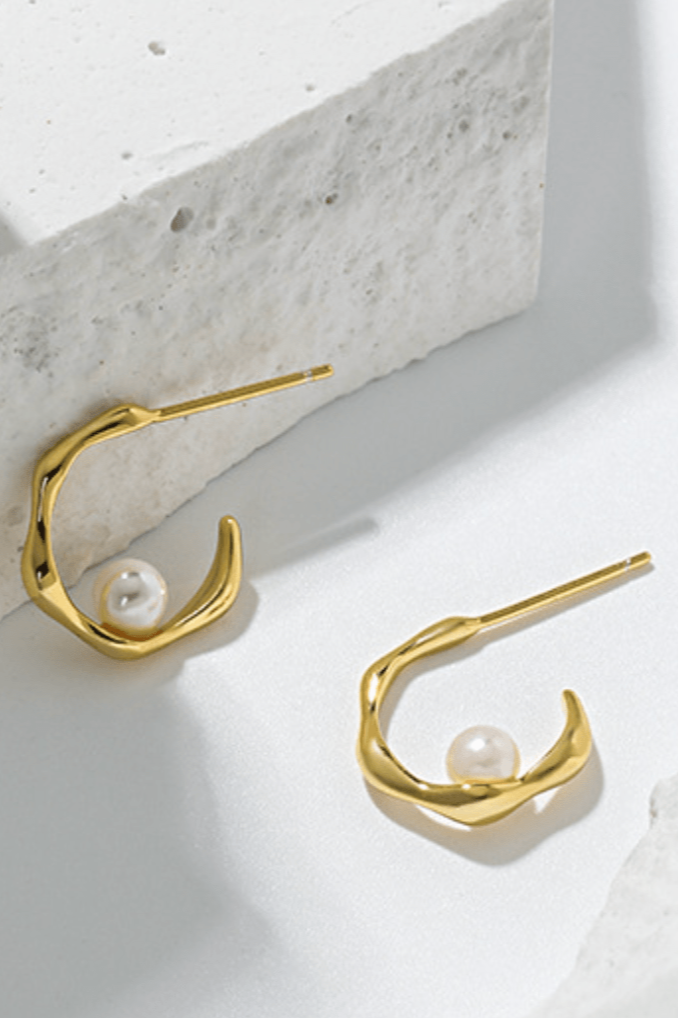 Andcopenhagen Accessories Perle hoops - 18 karat Guldbelagte øreringe - Andcopenhagen