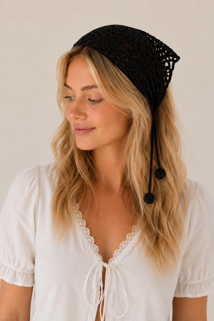Sassy Copenhagen - Hæklet bandana - Black - Ibbi