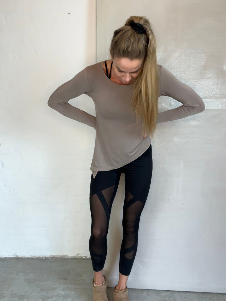 Sassy Copenhagen fitness Sassy Copenhagen - Enya Sort leggings med mesh - Fitness shape wear