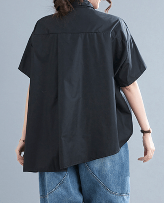 Sassy Copenhagen Overdele One Size Kelly asymmetrisk bomulds skjorte - sort