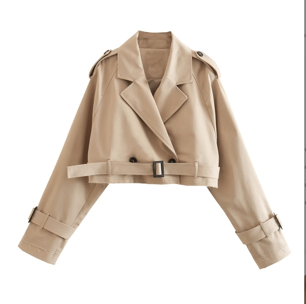 Sassy Copenhagen Overtøj Cropped trenchcoat - Sille Beige - Sassy Copenhagen