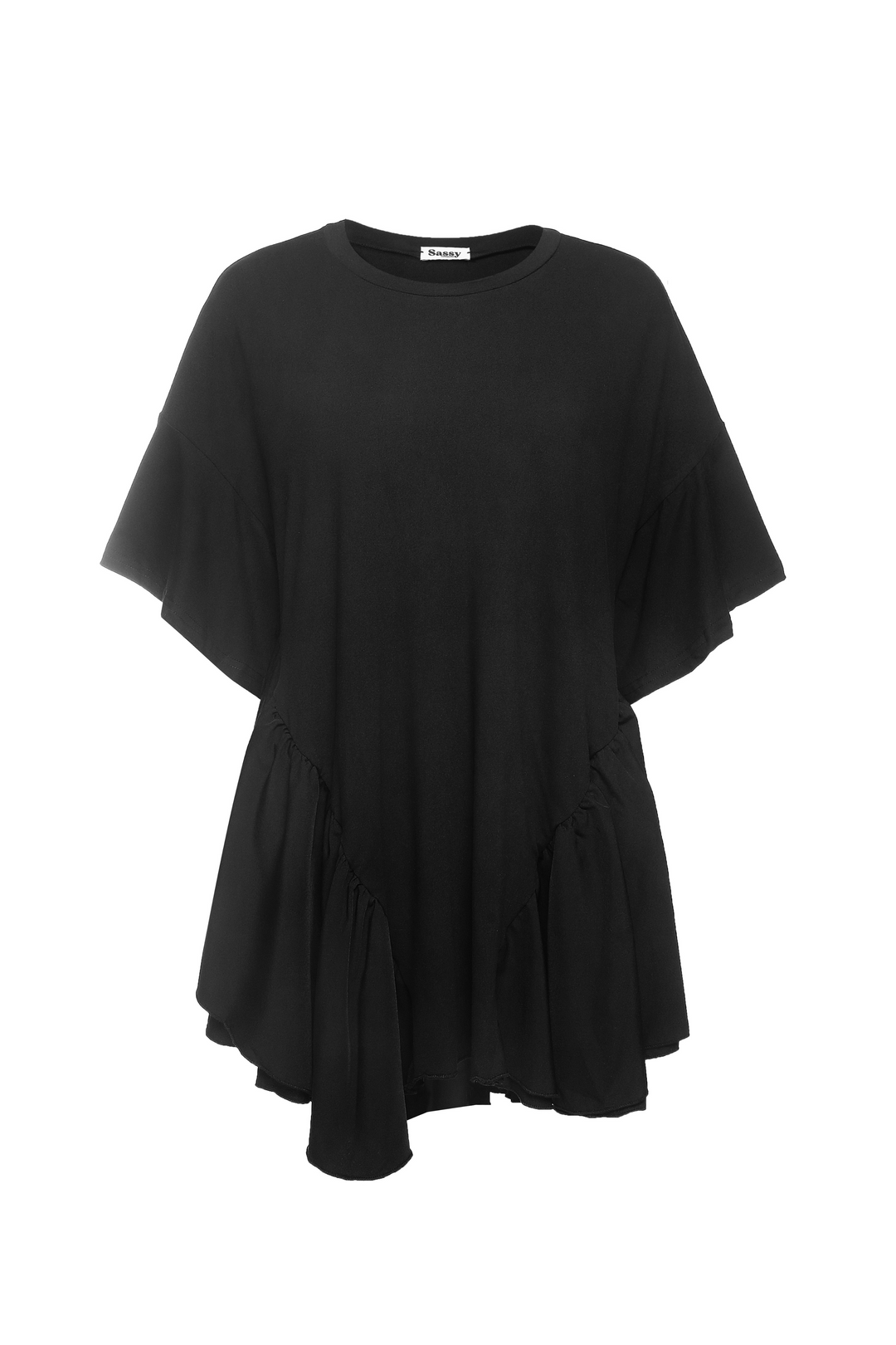 Sort T-shirt fra Sassy Copenhagen giver den klassiske T-shirt et feminint og markant twist packshot