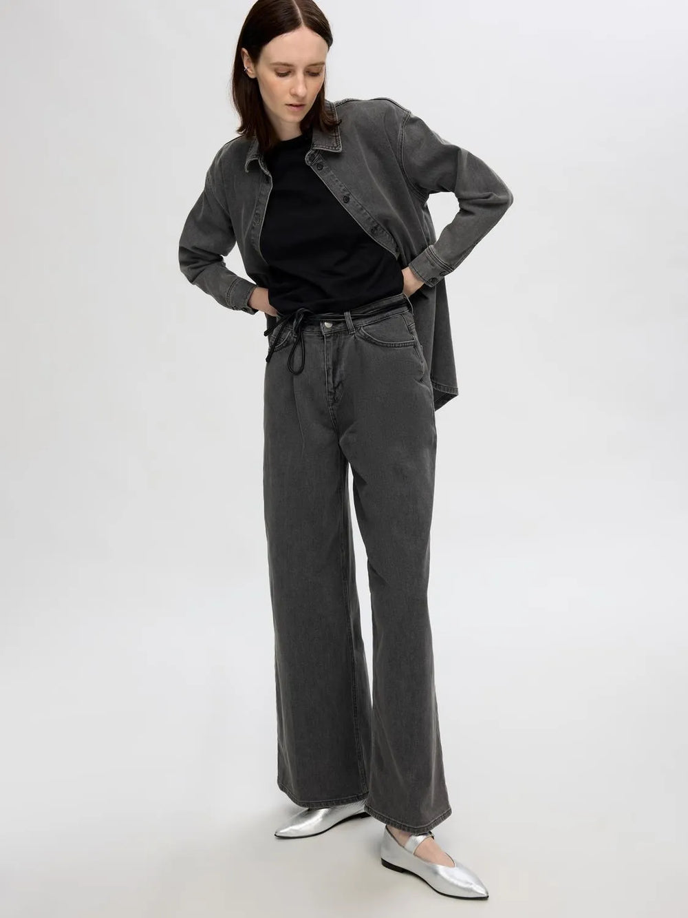 Selected femme - Jeans - Ekstra wide fit - Grey - Olivia - Stilkompagniet.dk