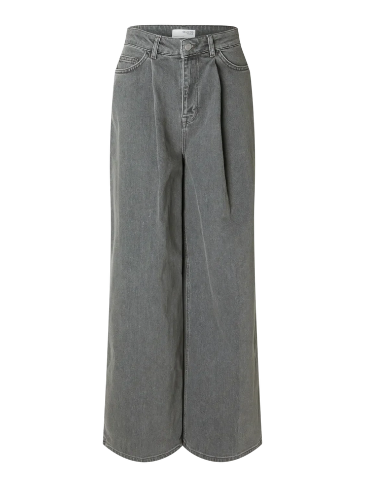 Selected femme - Jeans - Ekstra wide fit - Grey - Olivia - Stilkompagniet.dk