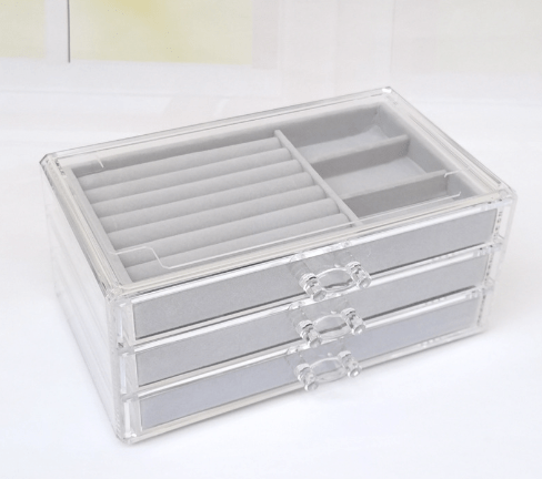 Andcopenhagen Jewelry - Smykke organizer Sally  - 3 skuffer med velour bakker - Plexiglas