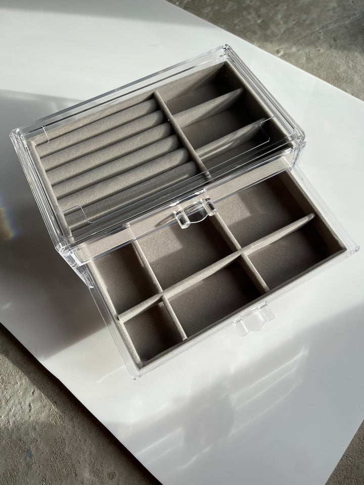 Andcopenhagen Jewelry - Smykke organizer Sally  - 3 skuffer med velour bakker - Plexiglas