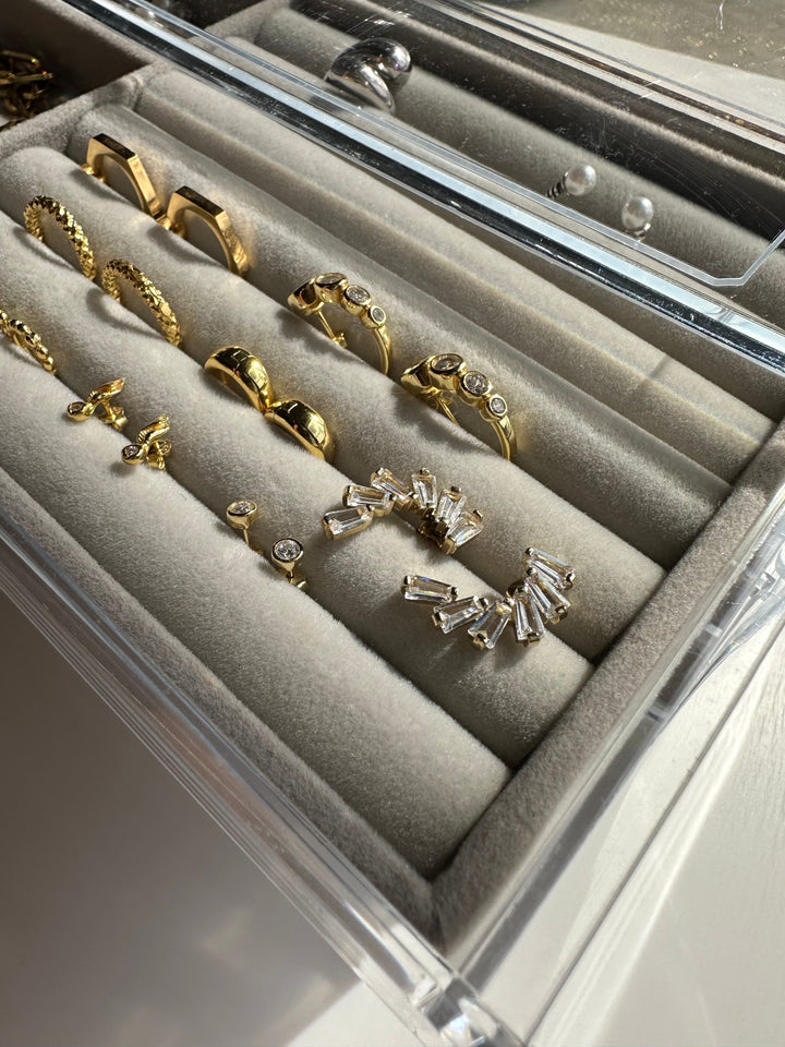 Andcopenhagen Jewelry - Smykke organizer Sally  - 3 skuffer med velour bakker - Plexiglas