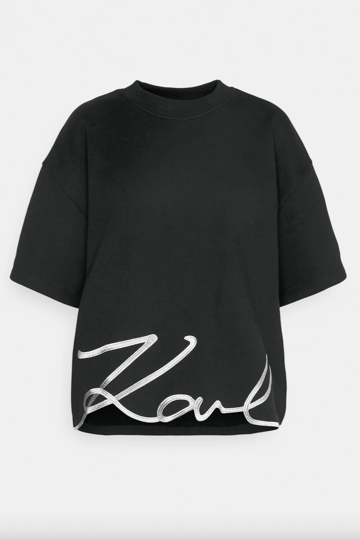 Karl Lagerfeld t-shirts & toppe T-shirt - Sort - Signature hem - Karl Lagerfeld